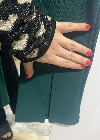 Yeşil slim Fit Kadın Kumaş Pantolon - Görsel 3