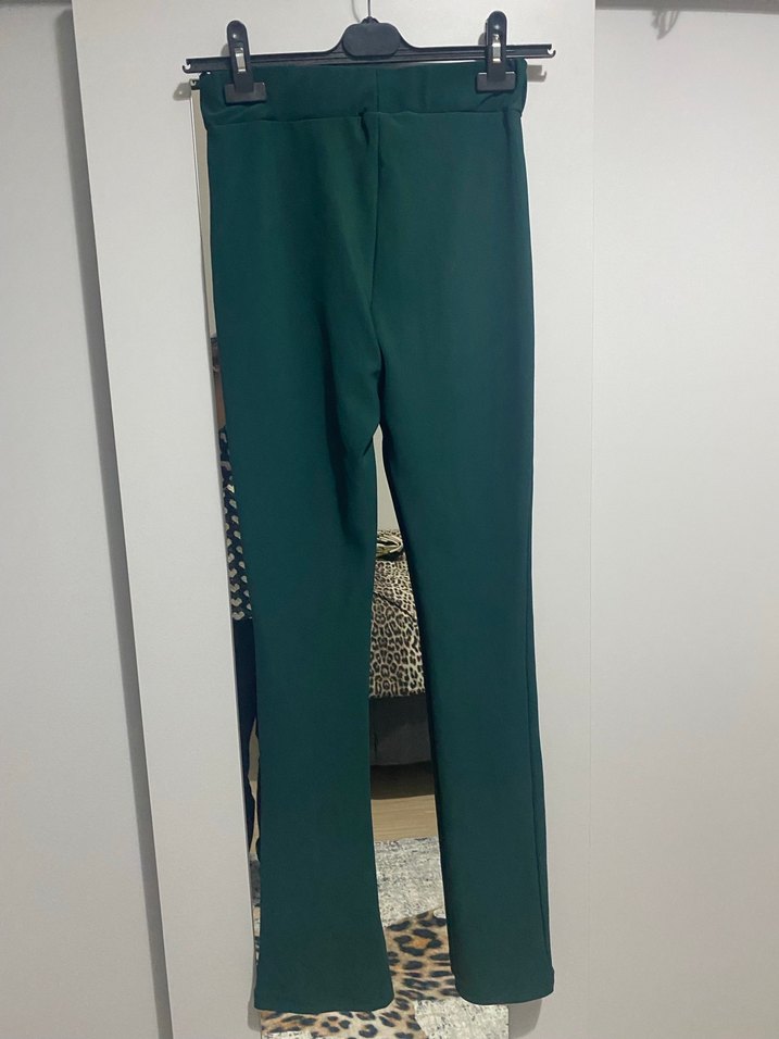 Yeşil slim Fit Kadın Kumaş Pantolon - Görsel 2