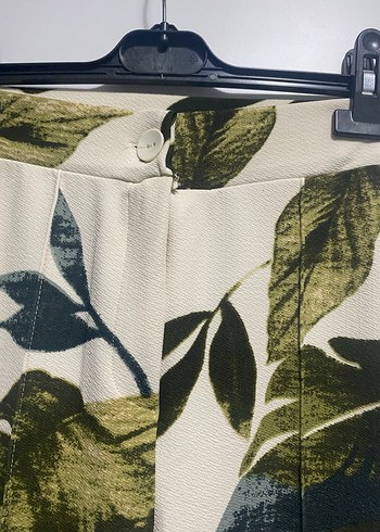 Yeşil yaprak Baskılı Kadın Uzun Kumaş Pantolon - Görsel 3