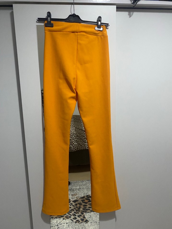 Turuncu slim Fit Kadın Kumaş Pantolon - Görsel 2