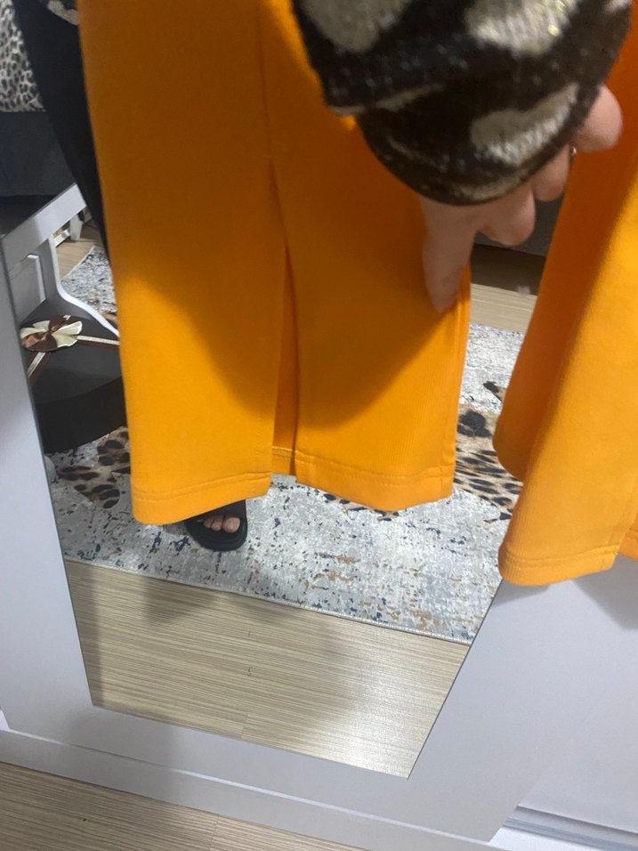 Turuncu slim Fit Kadın Kumaş Pantolon - Görsel 4