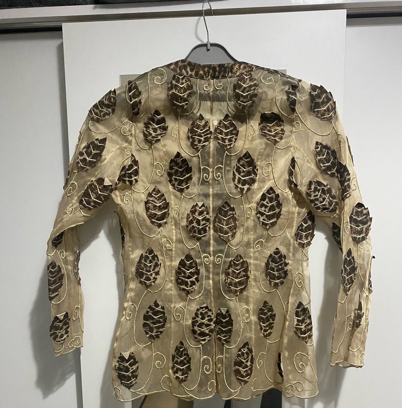 Kahverengi Nakışlı Dantel Detaylı Kadın leopar Ceket - Görsel 2