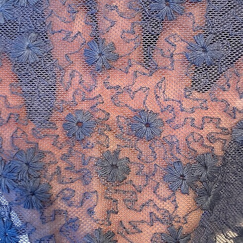 universal Beden mavi Renk Çiçek Desenli Hamile / Büyük Beden Dantel Abiye Bluz