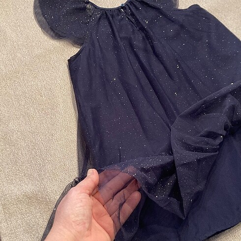 H&M H&M Simli ve Tüllü Lacivert Kız Çocuk Elbise