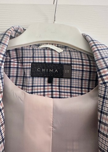xs Beden gri Renk Chima Mavi-pudra ekesoli 3/4 kol Kadın Blazer