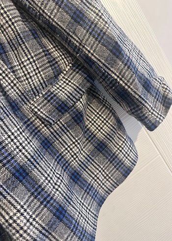 s Beden Lacivert-Gri Ekose Desenli Kalın Blazer