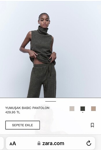 m Beden haki Renk ZARA YENİ SEZON BASİC YUMUŞACIK PANTOLON