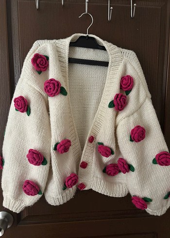 Nakışlı Bohem Örgü Kadın Hırka - Görsel 6