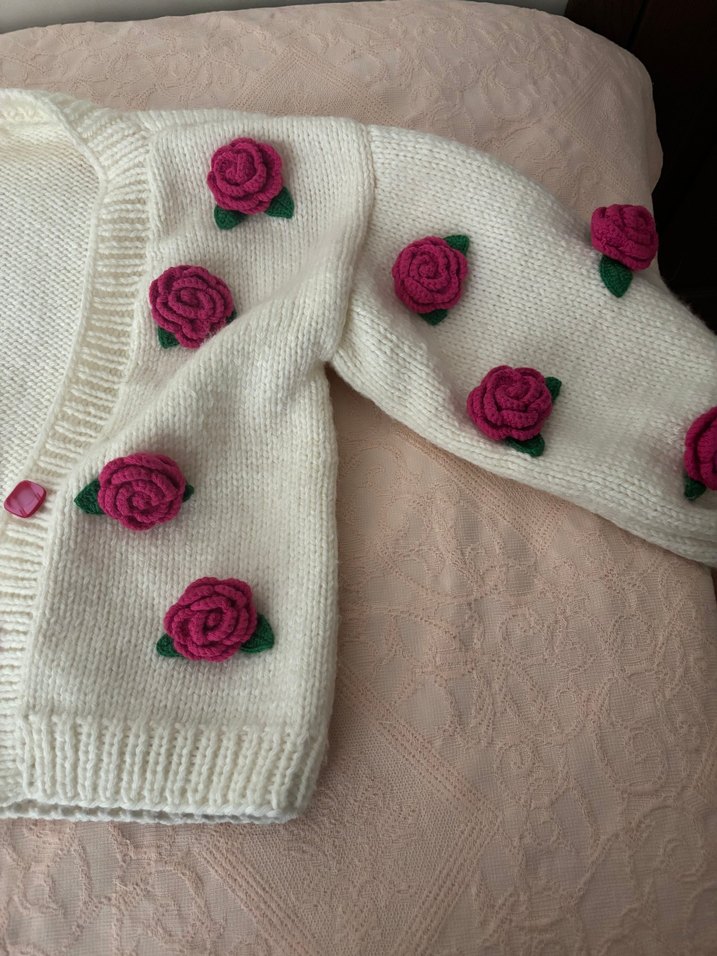 Nakışlı Bohem Örgü Kadın Hırka - Görsel 2