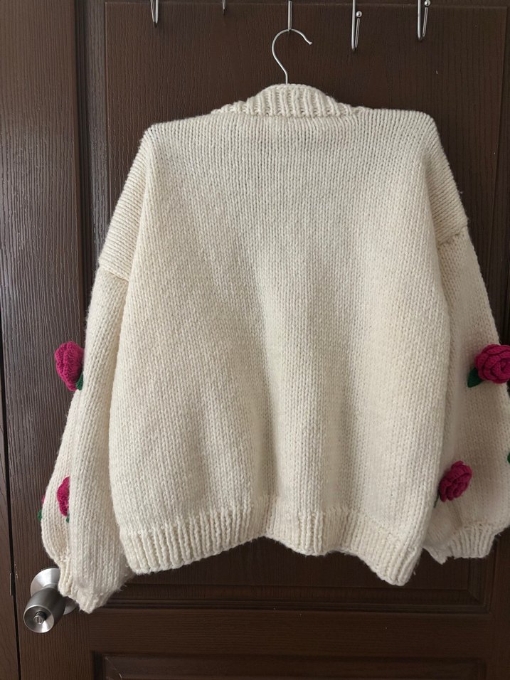 Nakışlı Bohem Örgü Kadın Hırka - Görsel 5