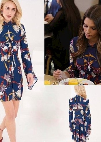 Çiçek Desenli Bohem Mini Elbise - Görsel 2