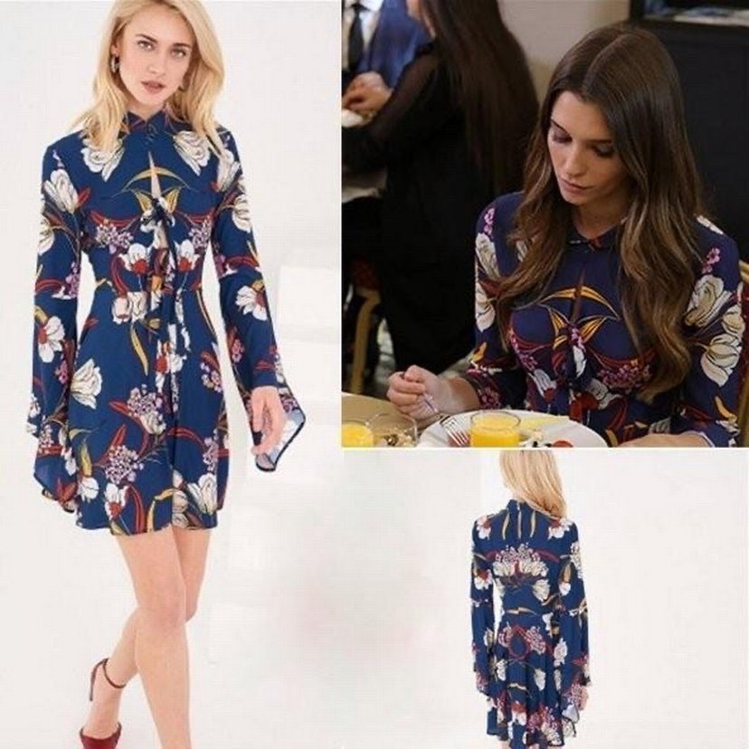 Çiçek Desenli Bohem Mini Elbise - Görsel 2