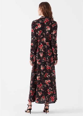 MAVİ Çiçek Desenli Siyah Elbise - Görsel 3