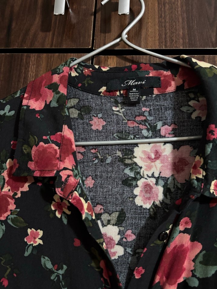 MAVİ Çiçek Desenli Siyah Elbise - Görsel 4