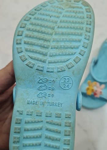 Kız Çocuk Mavi Baskılı Tokalı Terlik - Görsel 2