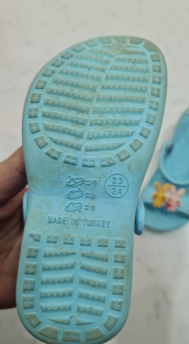 Kız Çocuk Mavi Baskılı Tokalı Terlik - Görsel 2