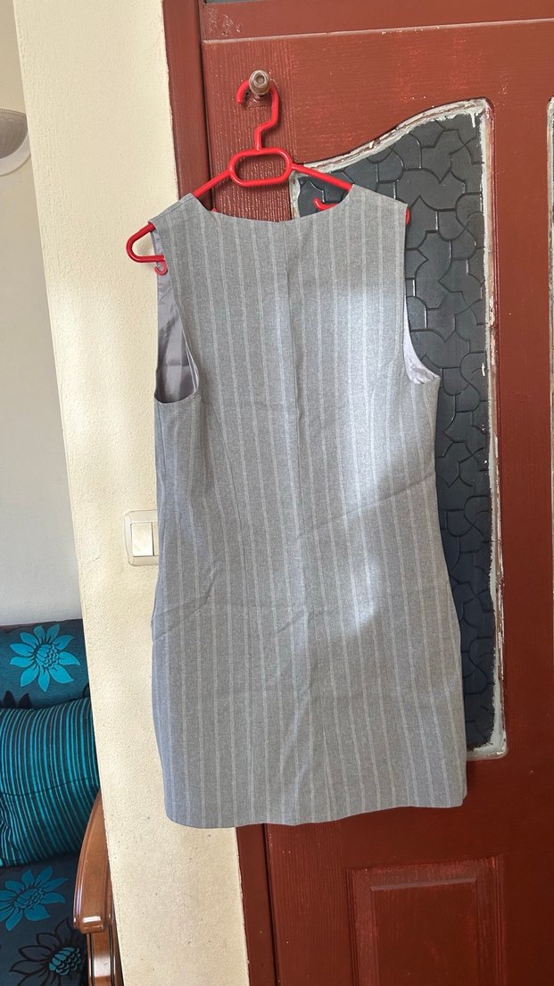 Düğmeli Gri Midi Kadın Yelek - Görsel 3