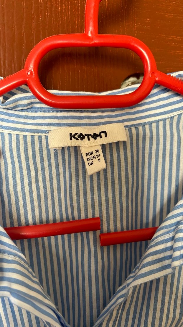 Mavi Çizgili Kolsuz Keten Gömlek - Görsel 3