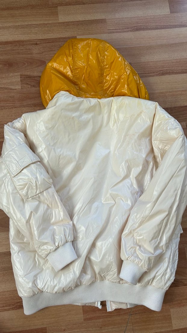 Beyaz Parlak Kapüşonlu Kadın Ceket #mavi marka mont - Görsel 5
