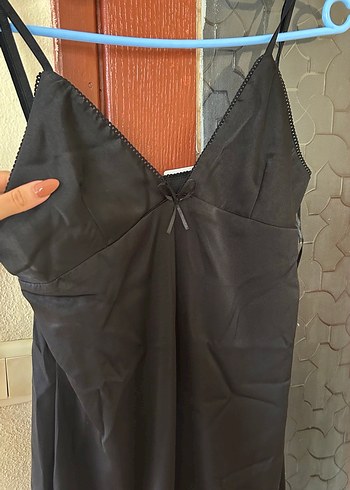 Siyah, Askılı, Dökümlü Uzun Kadın Elbise - Görsel 5