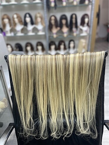 Beden altın Renk 6lı Set 40cm Röfleli Gerçek Saç Çıt çıt