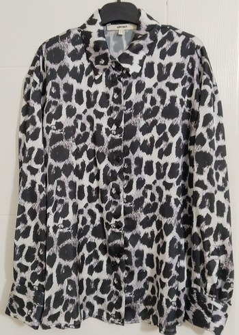 Koton Gri Leopar Saten Gomlek