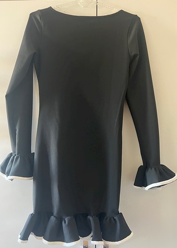 Uzun Kollu Siyah Mini Elbise - Görsel 2