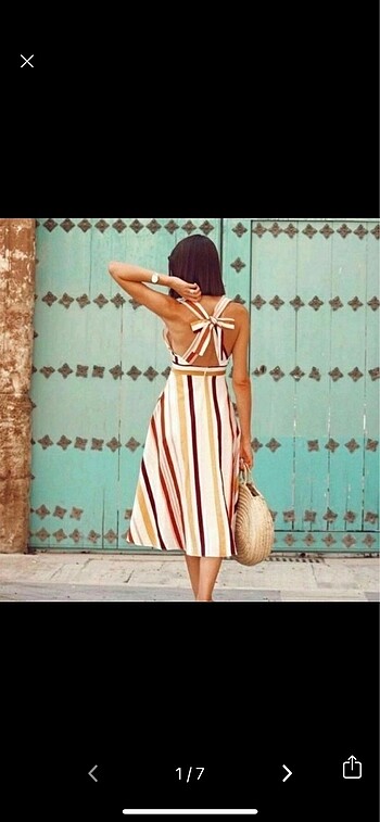 Zara ZARA ÇİZGİLİ renkli elbise