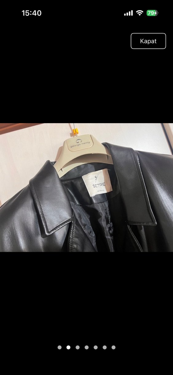Siyah Uzun Deri Kadın Ceket - Görsel 2