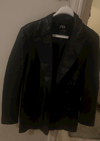 Zara Siyah Deri Kadın Ceket - Görsel 2