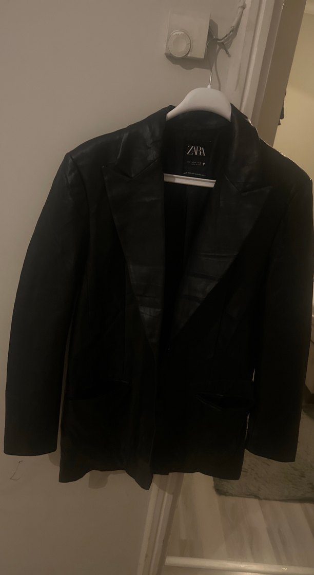 Zara Siyah Deri Kadın Ceket - Görsel 2