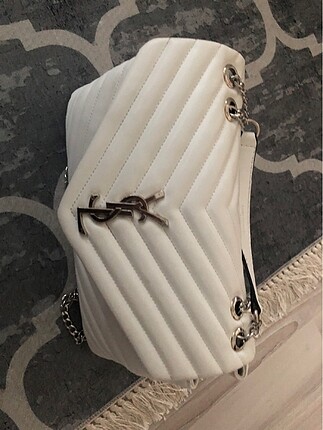YSL sembollü süt beyaz kullanışlı çanta