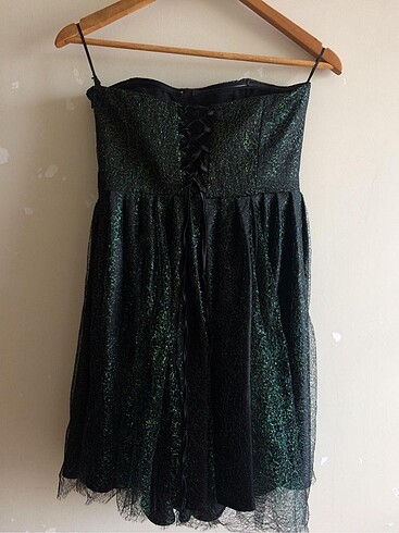 Parıltılı straplez elbise - Görsel 3