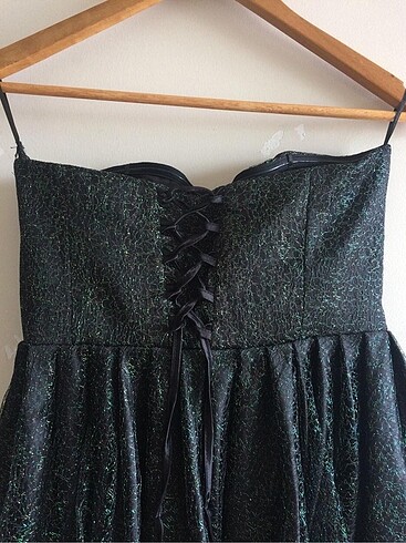 Parıltılı straplez elbise - Görsel 4