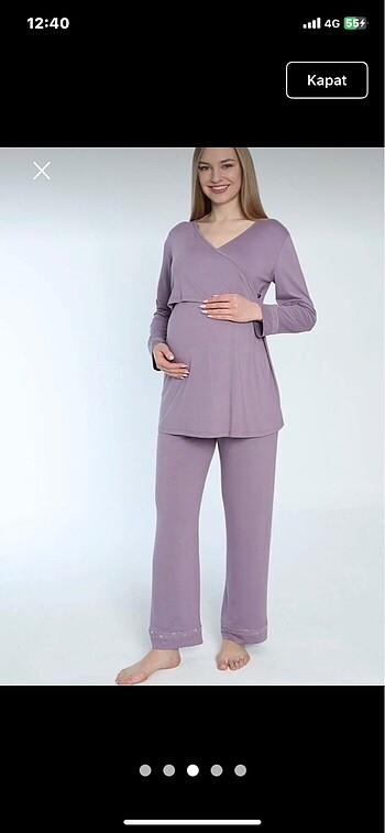 xl Beden mor Renk Hamile lohusa pijama takımı