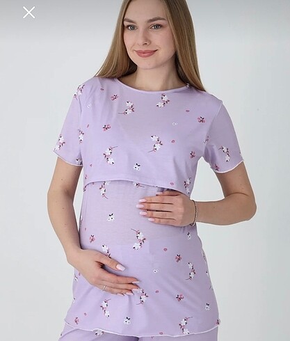 xl Beden mor Renk Hamile lohusa pijama takımı