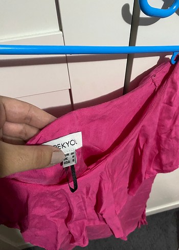 m Beden Pembe Fırfırlı Kadın Bluz