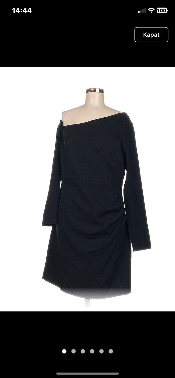 Siyah Drapeli Mini Elbise - Görsel 2