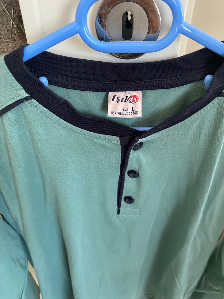 Düğmeli Uzun Kollu Erkek Pijama Takımı - Görsel 3