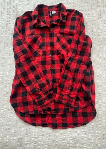 H&M Kırmızı Kareli Uzun Kollu Gömlek HM