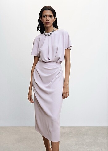 MANGO DRAPE DETAYLI ELBİSE