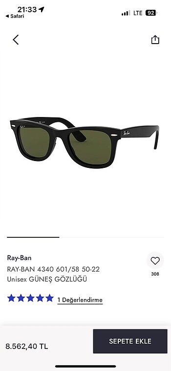 Ray Ban güneş gözlüğü
