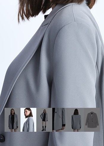 Gri Kadın Düğmeli Blazer Ceket - Görsel 8