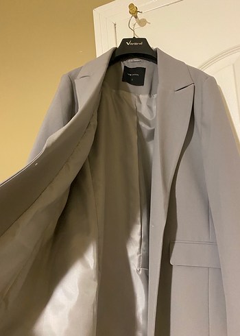 Gri Kadın Düğmeli Blazer Ceket - Görsel 3