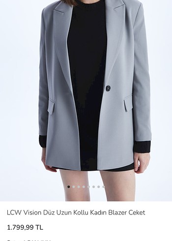 Gri Kadın Düğmeli Blazer Ceket - Görsel 9