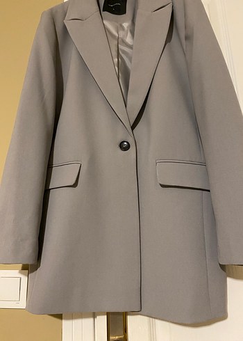 Gri Kadın Düğmeli Blazer Ceket - Görsel 5