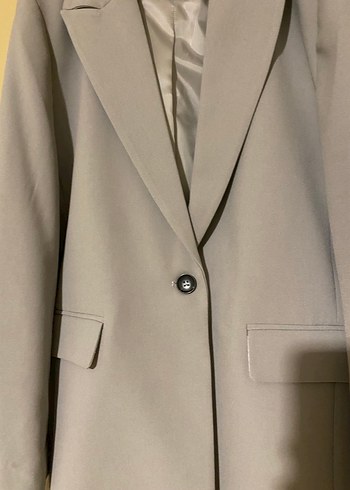 Gri Kadın Düğmeli Blazer Ceket - Görsel 4