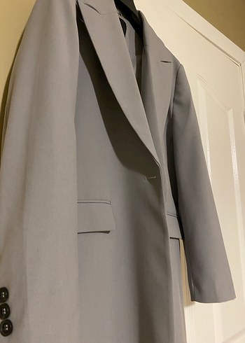 Gri Kadın Düğmeli Blazer Ceket - Görsel 2