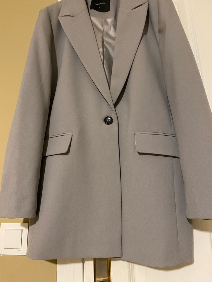 Gri Kadın Düğmeli Blazer Ceket - Görsel 5