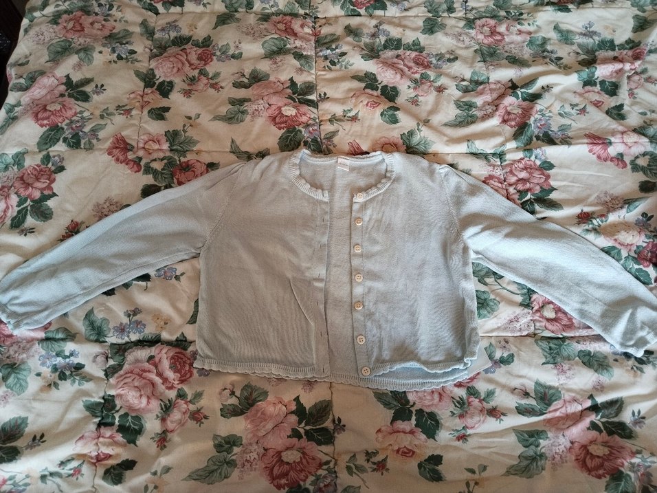 Gri Kız Çocuk Keten Hırka - Görsel 2